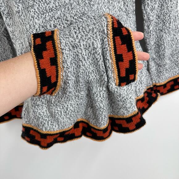New ANDES Import PERUVIAN Alpaca  Grat Orange HOODIE SWEATER Made in Peru - Picture 7 of 9